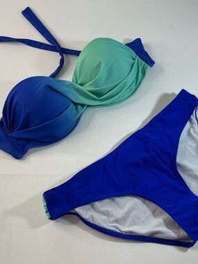 Ombre Blue-Green Push-Up Bikini Set